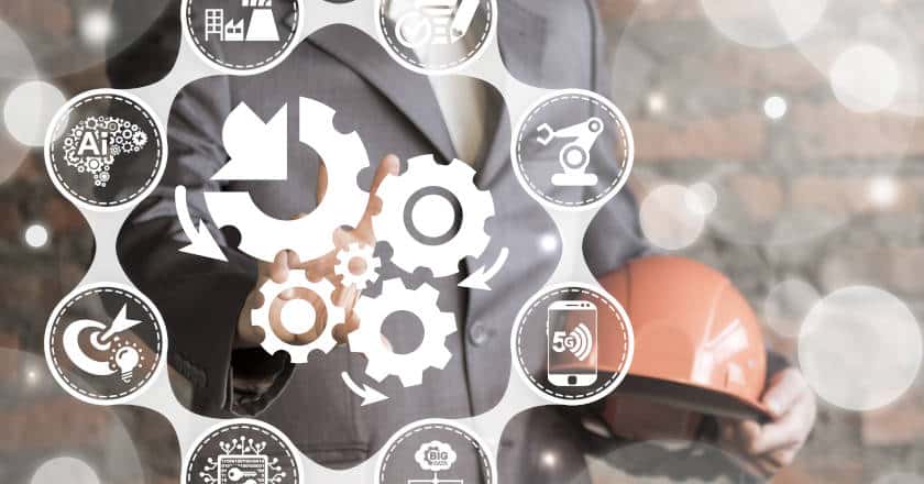 automation integration smart industry man gears arrows