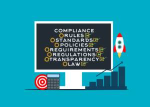 business growth chart rocket compliance monitor